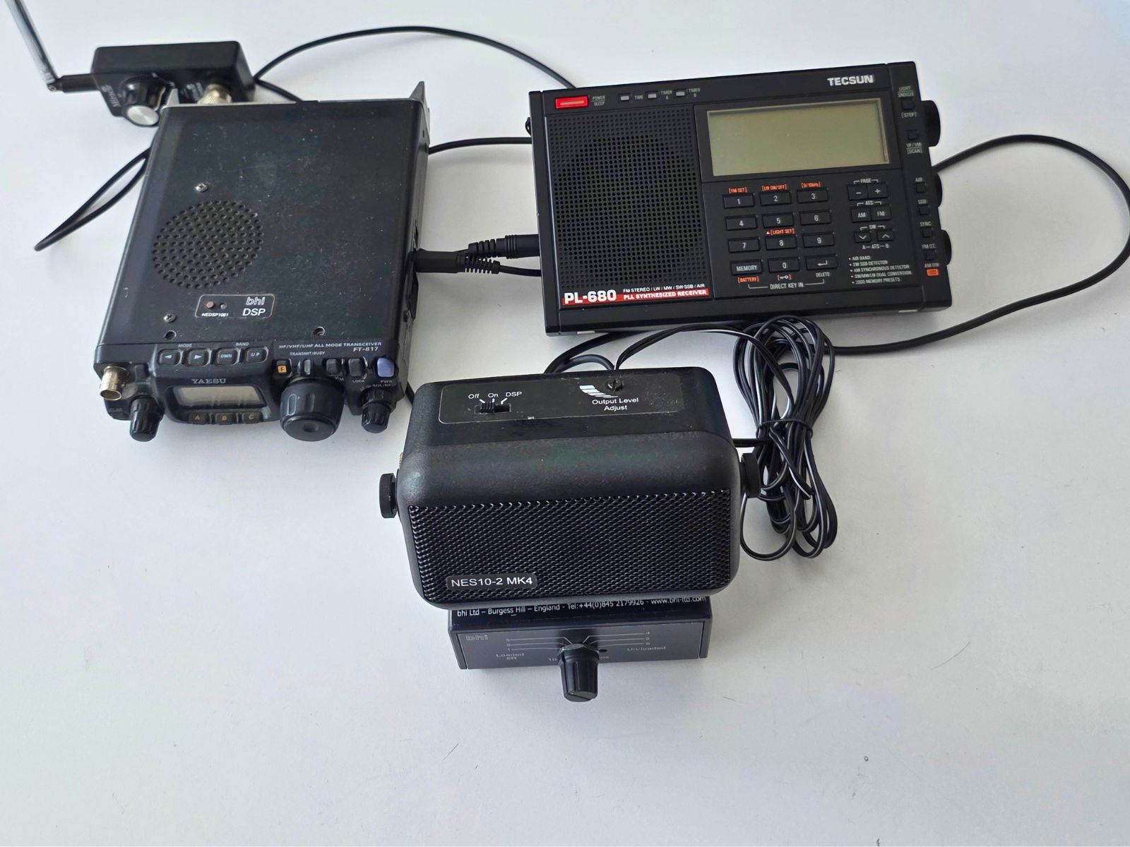 1042 switch box connected to two radios and an nes10-2 speaker