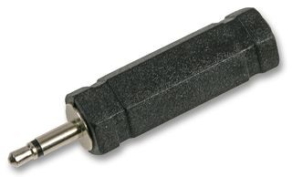 Black 6.35mm stereo socket to 3.5mm mono plug audio adapter