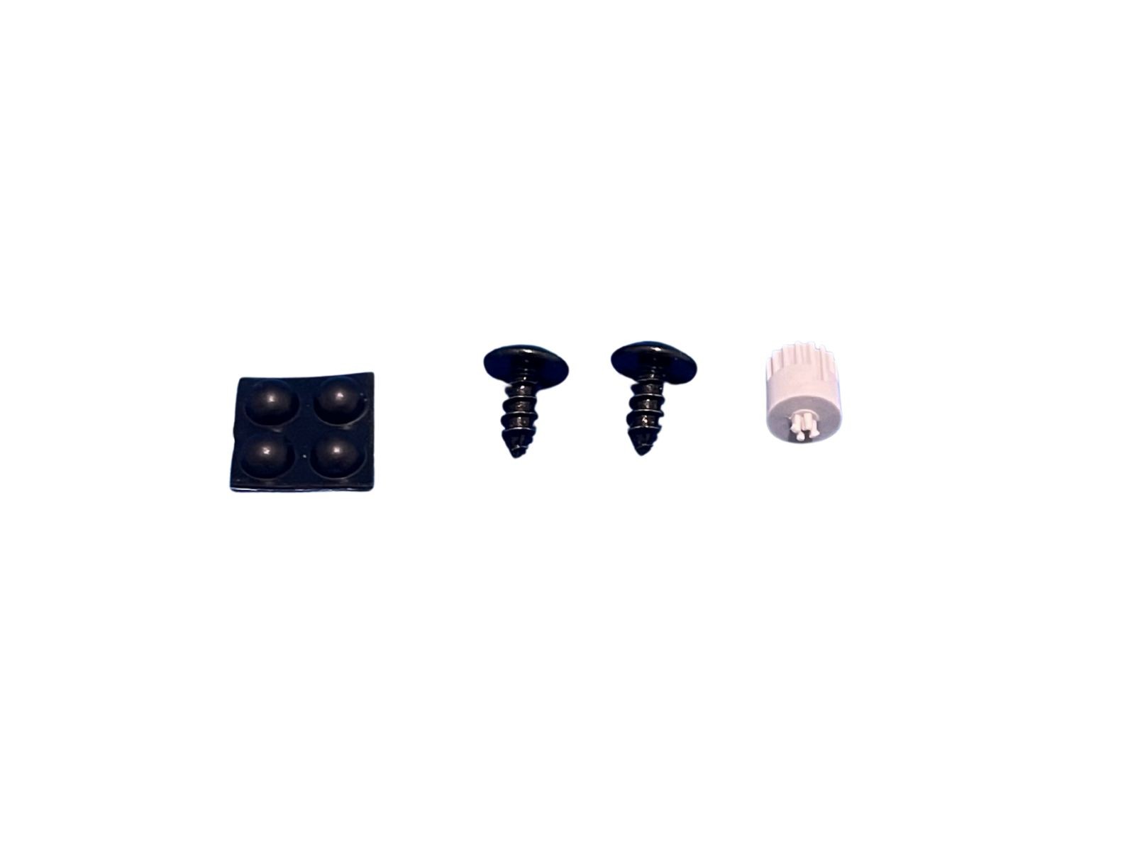 NES10-2 Accessories - Four rubber feet, two black screws and a grey filter knob